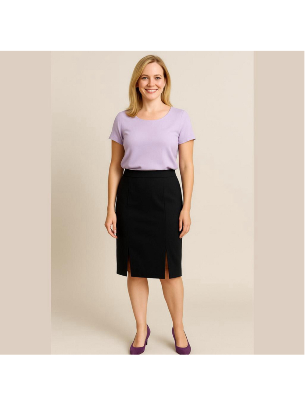 talbots wool black pencil skirt career wear professional size 14 P